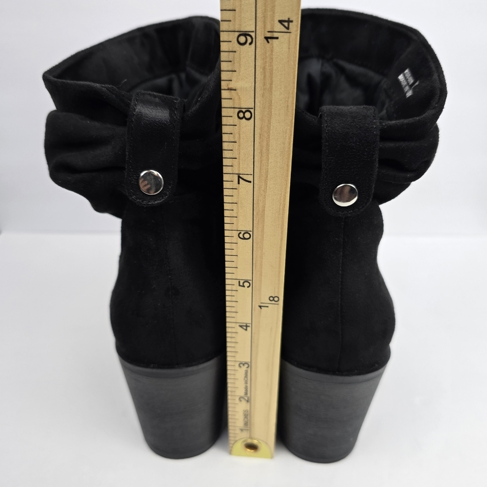 CL BY LAUNDRY Slouchy Block Heel Kalie Bootie Black Microsuede Womens Size 10 - Picture 5 of 12